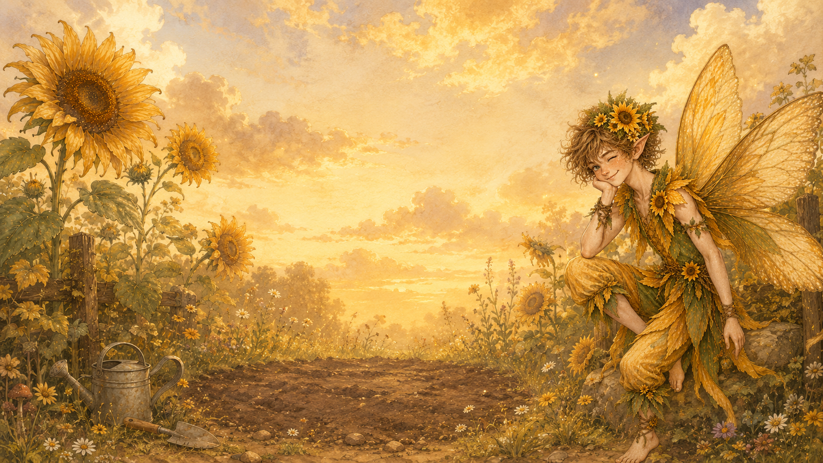 Leo in his sunflower garden