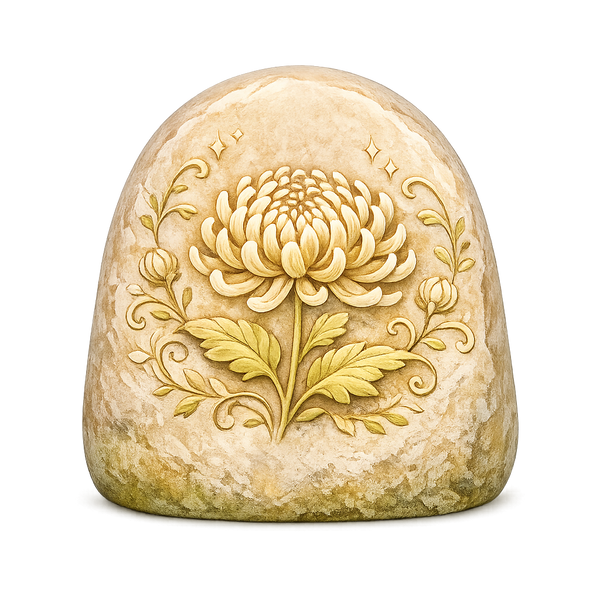Carved chrysanthemum wisdom stone